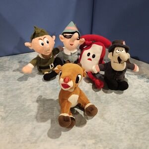 Vintage Rudolph & Frosty Christmas Plush Lot Hermey Yukon Water Pistol Hinkle